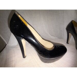 Amanda Gregory Black Patent Leather Platform Pumps Heels Size 39 US 8.5 Italy